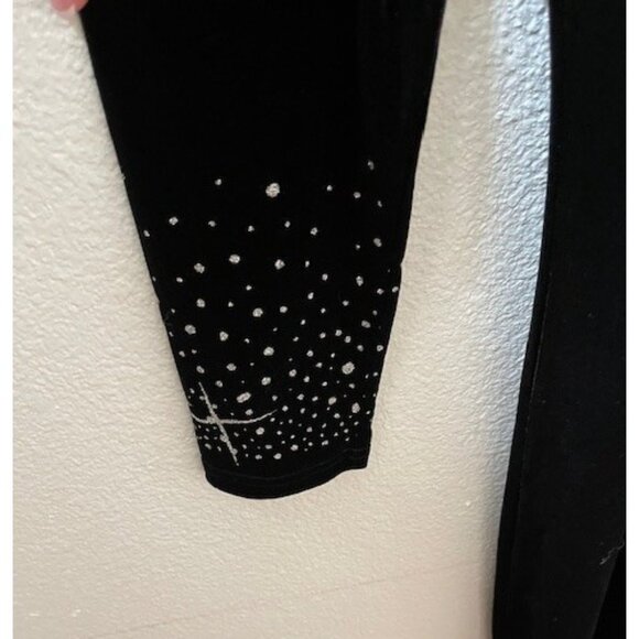 Velvet Cold-Shoulder Evening Dress with Sparkle Design (Black) Size L - Picture 3 of 5